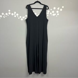 AnyBody Cozy Knit Jersey Wide Leg Jumpsuit Black Sleeveless Size LT